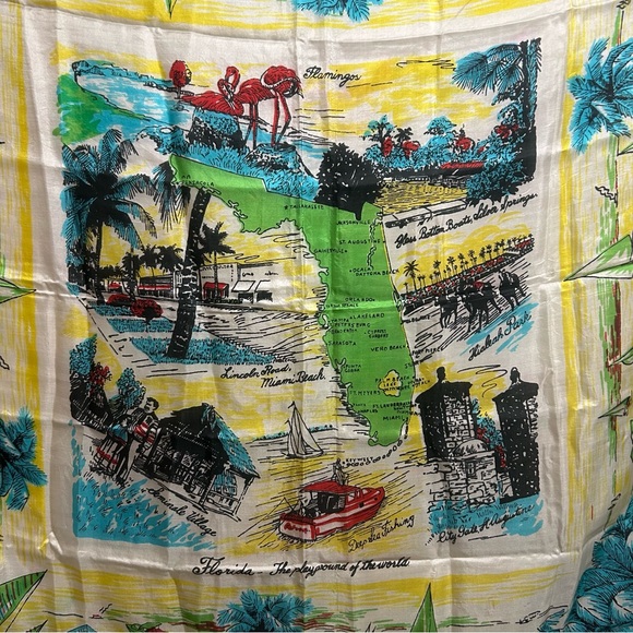Vintage Accessories - 1950's Florida silk scarf